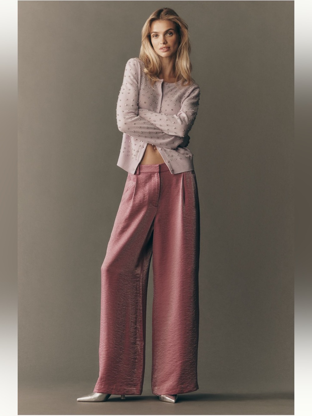 Maeve Shimmered Wide-Leg Trousers - Size 8 - BNWT